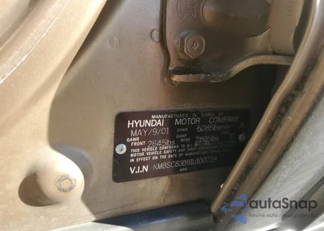 2001 Hyundai Santa Fe Gls z USA, uszkodzony, nr VIN KM8SC83D91U100729